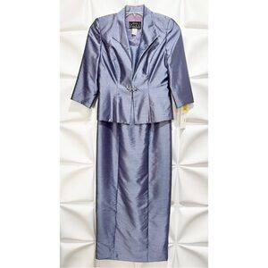 Alex Evenings Violet Purple Blue Long Formal Gown Dress Jacket 2pc Suit Set